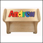 "Step Lively" Personalized Wooden Puzzle Name Step Stool