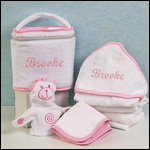 "Travel in Style" Pink Four-Piece Bath Gift Set - Personalized