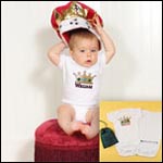 Baby Royale Personalized Bodysuit in Green Velvet Drawstring Gift Pouch